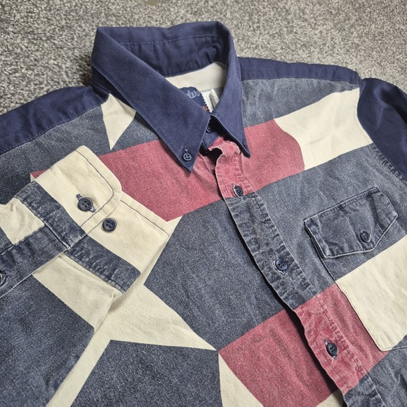 Vintage Wrangler X-Long Tails Shirt Men's Large American Flag Brushpopper USA